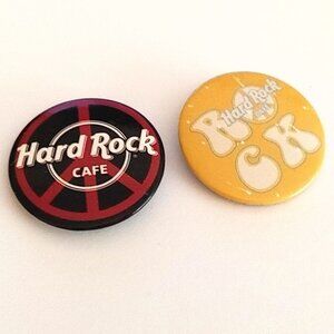 FUN Hard Rock Cafe Pins Lot of 2 Hippie 60s Style